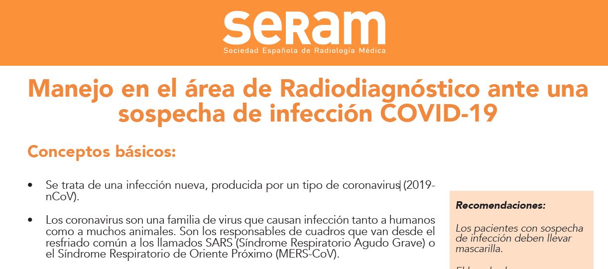 Lee más sobre el artículo Manejo en el área de Radiodiagnóstico ante una sospecha de infección COVID-19
