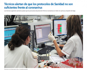 Lee más sobre el artículo Diario Médico. Técnicos alertan de que los protocolos de Sanidad no son suficientes frente al coronavirus