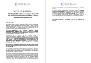 Lee más sobre el artículo NOTA DE PRENSA: SIETeSS y SETSS vuelven a reivindicar el papel de los Técnicos Superiores en Laboratorio Clínico y Biomédico en Castilla y León