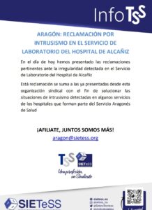 Lee más sobre el artículo ARAGÓN: RECLAMACIÓN POR  INTRUSISMO EN EL SERVICIO DE LABORATORIO DEL HOSPITAL DE ALCAÑIZ