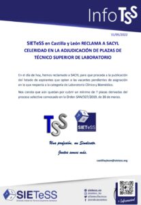 Lee más sobre el artículo SIETeSS en Castilla y León RECLAMA A SACYL CELERIDAD EN LA ADJUDICACIÓN DE PLAZAS DE TÉCNICO SUPERIOR DE LABORATORIO