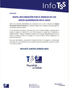 Lee más sobre el artículo SESPA: RECLAMACIÓN POR EL MANEJO DE LOS ARCOS QUIRÚRGICOS EN EL HUCA