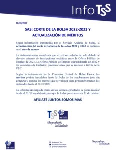 Lee más sobre el artículo Andalucía : Actualización del corte de la bolsa 2022-2023