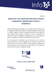 Lee más sobre el artículo ANDALUCÍA: RECLAMACIÓN FUNCIONES TÉCNICO SUPERIOR EN LABORATORIO CLÍNICO Y BIOMÉDICO