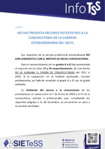 Lee más sobre el artículo SIETeSS PRESENTA RECURSO POTESTATIVO A LA CONVOCATORIA DE LA CARRERA EXTRAORDINARIA DEL SACYL