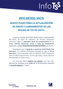 Lee más sobre el artículo Castilla y León: Nuevo plazo para la actualización de Áreas y llamamientos de las bolsas de Técnicos Superiores Sanitarios