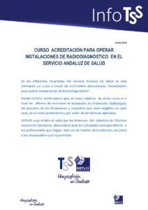 Lee más sobre el artículo CURSO ACREDITACIÓN PARA OPERAR INSTALACIONES DE RADIODIAGNÓSTICO EN EL SERVICIO ANDALUZ DE SALUD