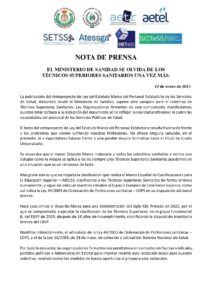 Lee más sobre el artículo EL MINISTERIO DE SANIDAD SE OLVIDA DE LOS TÉCNICOS SUPERIORES SANITARIOS UNA VEZ MÁS.