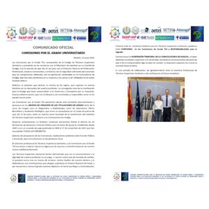 Lee más sobre el artículo COMUNICADO OFICIAL COMISIONES POR EL GRADO UNIVERSITARIO