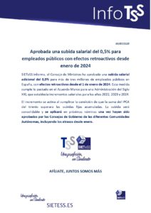 Lee más sobre el artículo Aprobada una subida salarial del 0,5% para empleados públicos con efectos retroactivos desde enero de 2024
