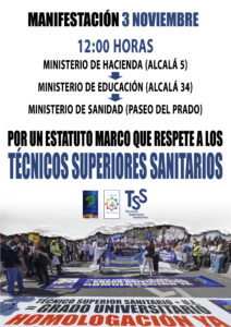 Lee más sobre el artículo Manifestación de los Técnicos Superiores Sanitarios – 3 de noviembre en Madrid