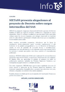 Lee más sobre el artículo SIETeSS presenta alegaciones al proyecto de Decreto sobre cargos intermedios del SAS