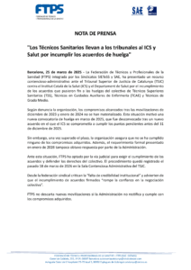 Lee más sobre el artículo Los Técnicos Sanitarios llevan a los tribunales al ICS y Salut por incumplir los acuerdos de huelga