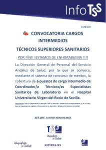 Lee más sobre el artículo Andalucía: Convocatoria de cargos intermedios Técnicos Superiores Sanitarios