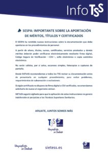 Lee más sobre el artículo SESPA: IMPORTANTE SOBRE LA APORTACIÓN DE MÉRITOS, TÍTULOS Y CERTIFICADOS