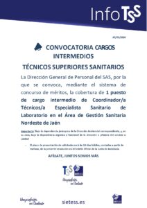 Lee más sobre el artículo Andalucía: Convocatoria del puesto de Coordinador de Técnicos Superiores en Laboratorio Clínico