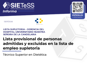 Lee más sobre el artículo Canarias: Lista provisional de personas admitidas y excluidas en la lista de empleo supletoria para Técnico Superior en Dietética