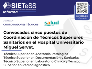 Lee más sobre el artículo Aragón: Convocados cinco puestos de Coordinación de Técnicos Superiores Sanitarios en el Hospital Universitario Miguel Servet