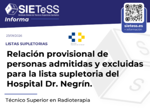 Lee más sobre el artículo Canarias: Relación provisional para la lista supletoria de Técnico Superior en Radioterapia y Dosimetría del Hospital Dr. Negrín
