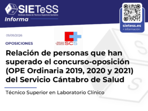 Lee más sobre el artículo Cantabria: Listados de personas que superan el concurso-oposición para Técnico Superior en Laboratorio Clínico