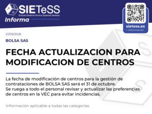 Lee más sobre el artículo Andalucía: Modificación de centros en la Bolsa SAS el 31 de octubre
