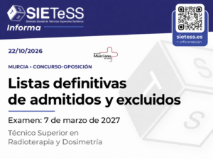Lee más sobre el artículo Murcia: listas definitivas y fecha de examen del concurso-oposición para Técnico Superior en Radioterapia y Dosimetría