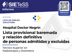 Lee más sobre el artículo Canarias: lista supletoria provisional de Técnico Superior en Radioterapia y Dosimetría del Hospital Doctor Negrín