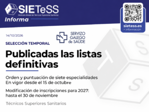 Lee más sobre el artículo Galicia: listas definitivas de selección temporal de Técnicos Superiores Sanitarios